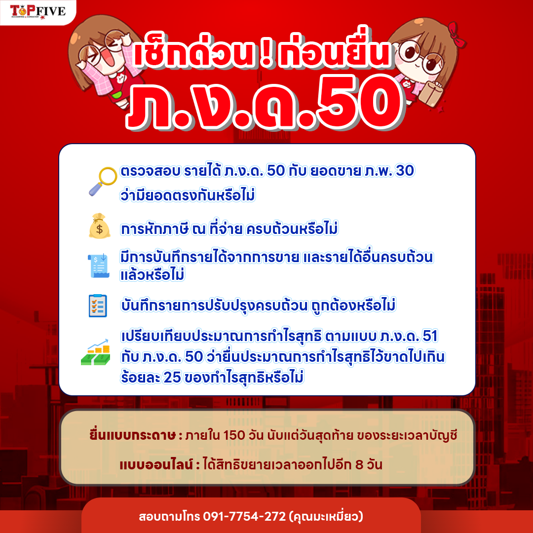 เช็กด่วน! ก่อนยื่น ภ.ง.ด. 50​