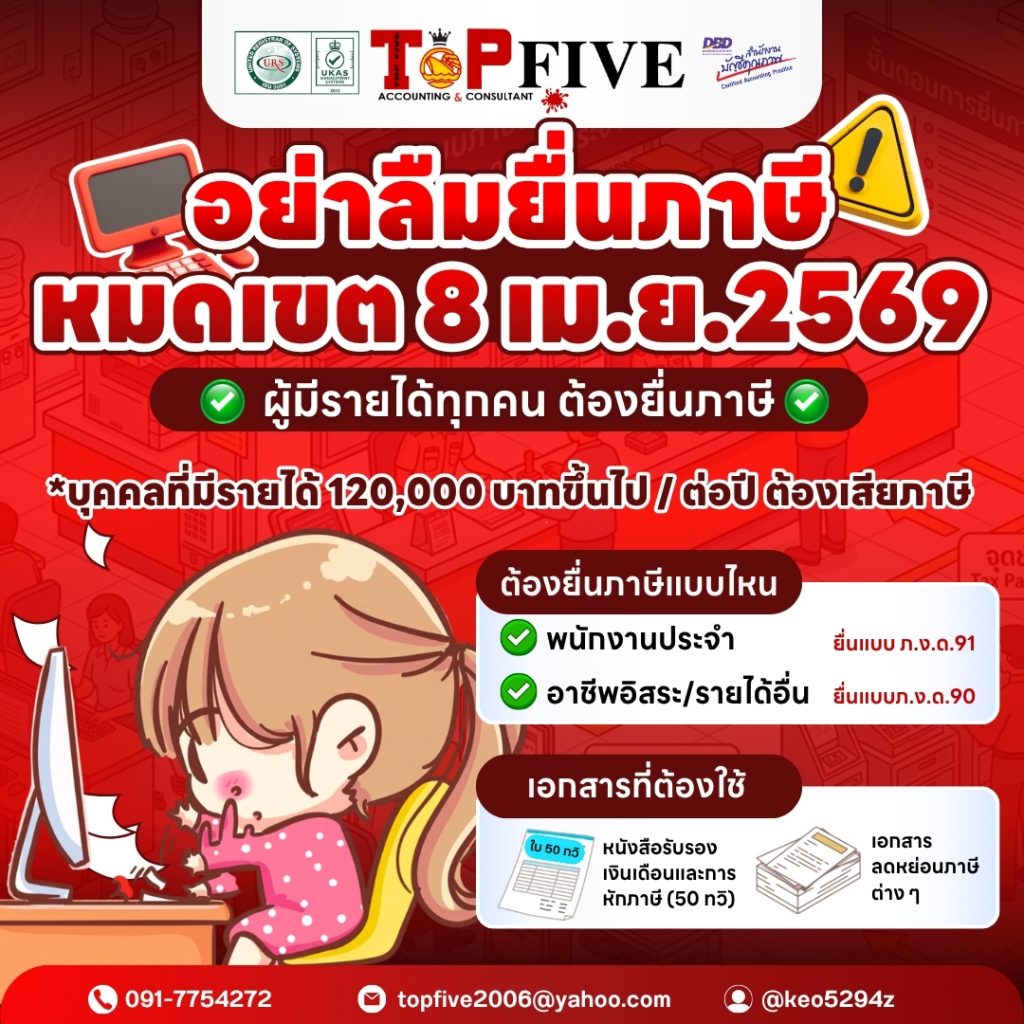 อย่าลืมยื่นภาษีเงินได้ บุคคลธรรมดา 2568-2569